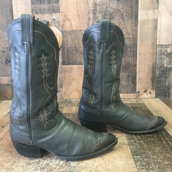 Tony Lama Vintage Gold Label Teju Lizard Wingtip Cowboy Boots Mens 9 D - Picture 11 of 12